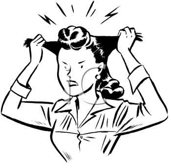 Art Image  Vintage Cartoon Of A Frazzled Woman Pulling Her Hair Out