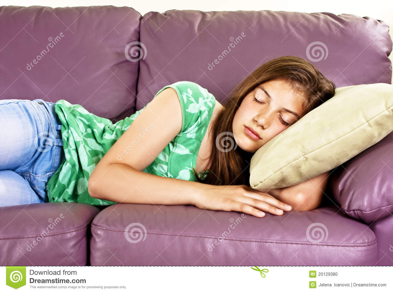 Beautiful Teenage Girl Sleeping On Sofa Stock Photo   Image  20129380