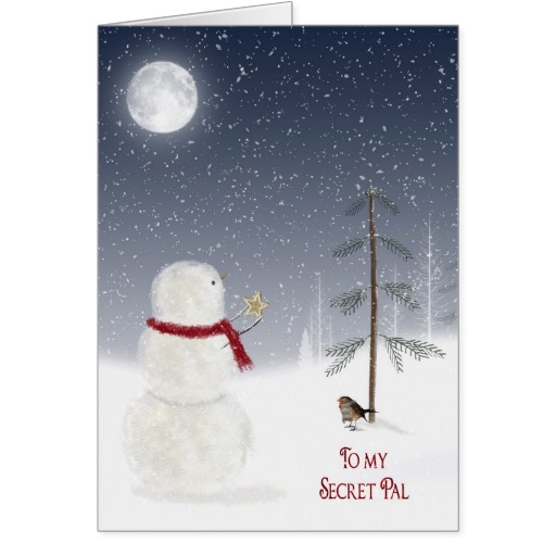 Christmas Snowman For Secret Pal Greeting Card   Zazzle