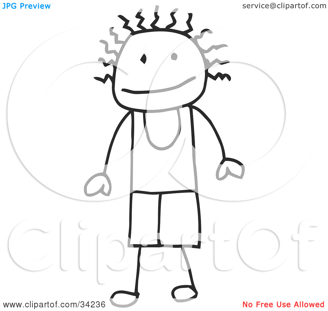 Clipart Illustration Of A Stick Boy With Frazzled Hair By C Charley