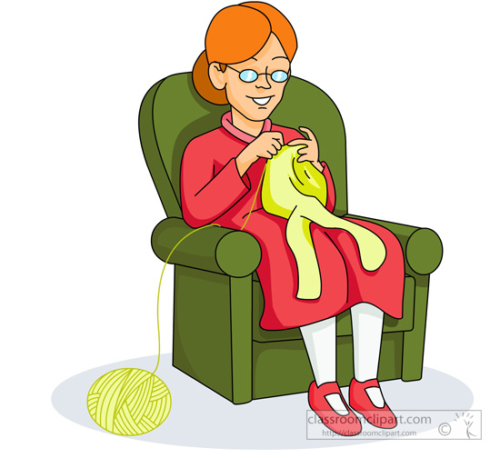 Family   Old Lady Knitting   Classroom Clipart