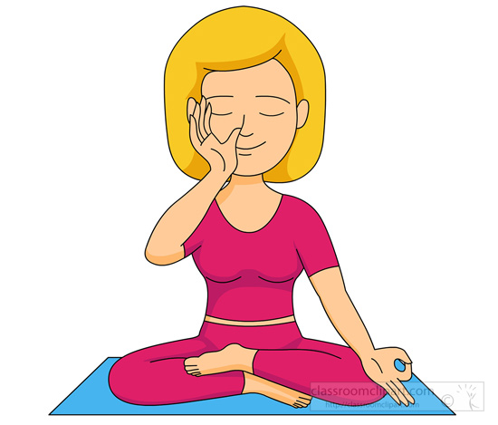 Fitness And Exercise   Lady Doing Pranayam   Classroom Clipart