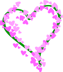 Fluttering Hearts Clip Art Floating Valentines With Green Ribbon