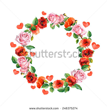 For Wedding And Valentine Day  Watercolor Circle Border   Stock Photo