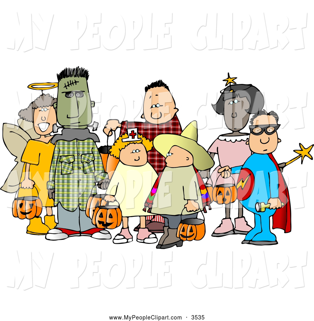 Larger Preview  Clip Art Of A Large Group Of Male And Female Halloween