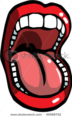 Mouth With Tongue And Teeth Open Wide In A Vector Clip Art