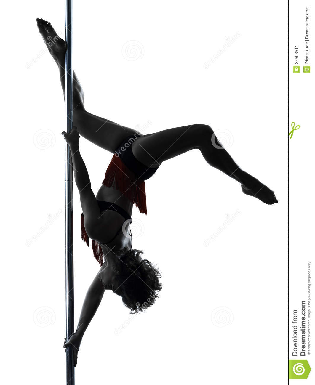 One Caucasian Woman Pole Dancer Dancing In Silhouette Studio Isolated
