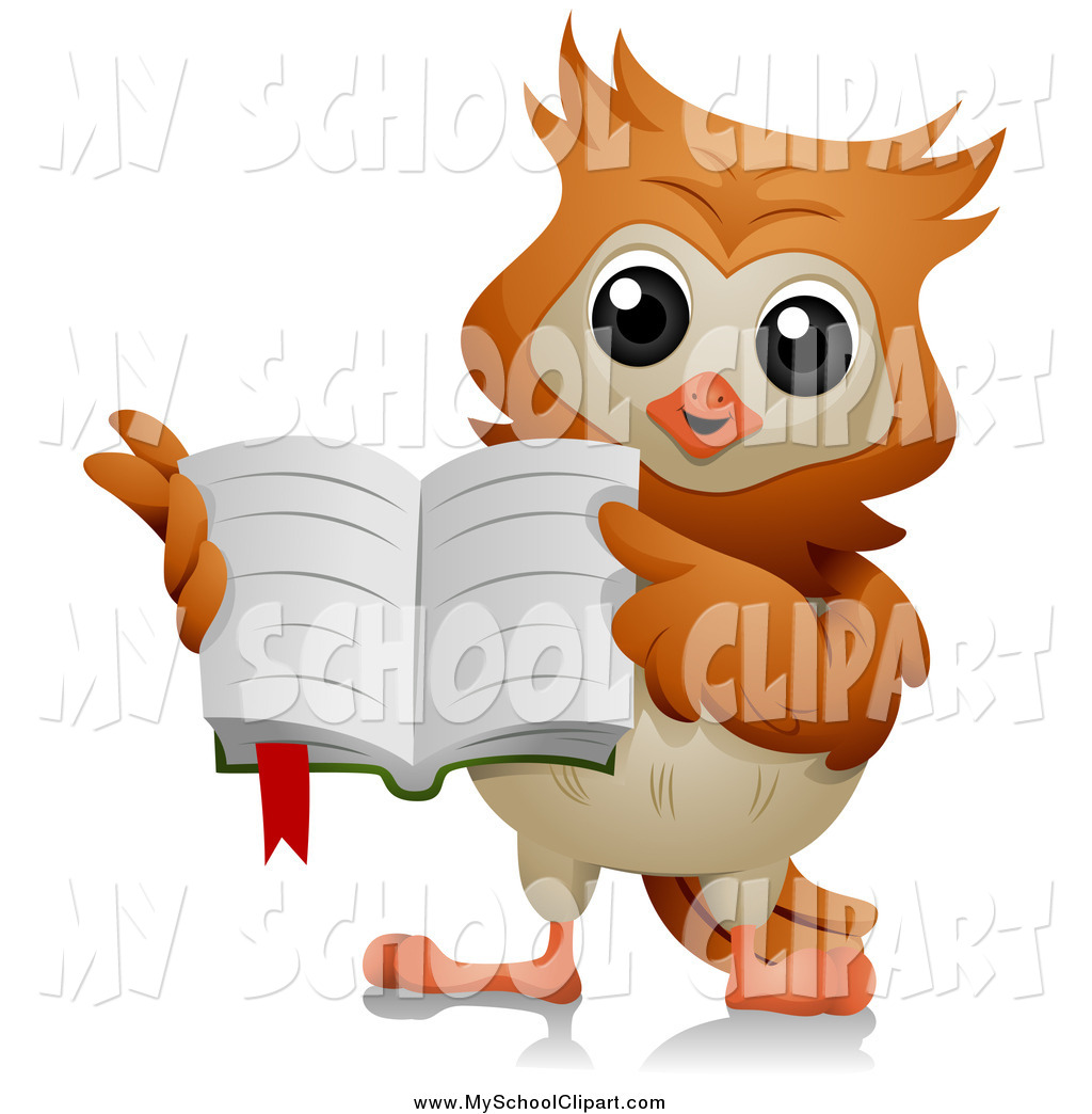 Preview  Clip Art Of A Owl Holding An Open Book By Bnp Design Studio