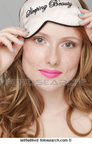 Teenage Girl Wearing Sleeping Beauty Eye Mask On Head View Large Photo