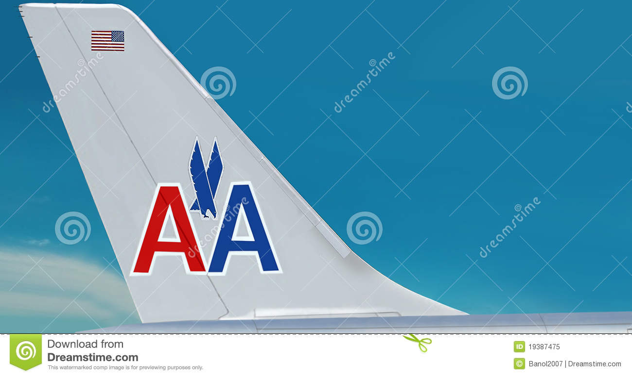 Airplane With The Symbol  Logo  Of American Airlines Company On The