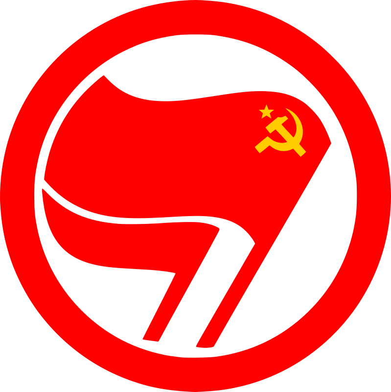 Antifascist Communist Action By Worker   Logo With 2 Red Flags One Of    