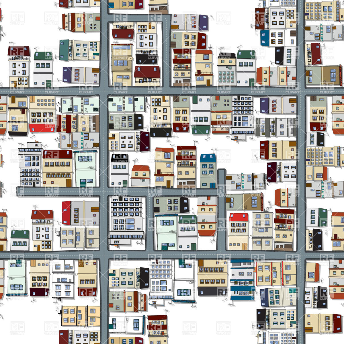City Map   Cartoon Neighborhood Download Royalty Free Vector Clipart