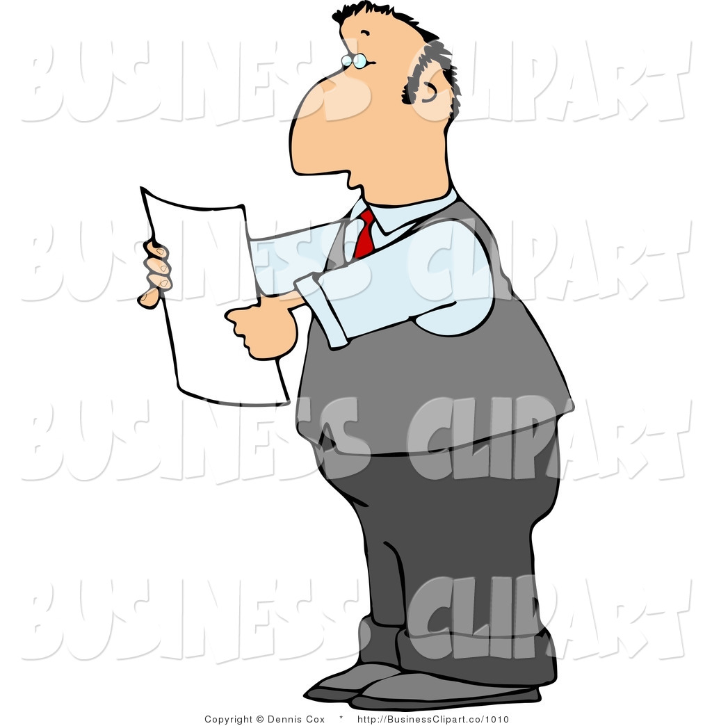 Clip Art Of A Businessman Reading A Legal Document By Dennis Cox 1010