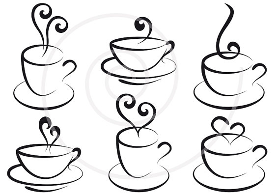 Coffee And Tea Cups With Hearts Digital Clipart Clip Art Clip Art