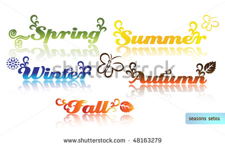 Colorful Words   Spring Summer Autumn Fall Winter Stock Vector    