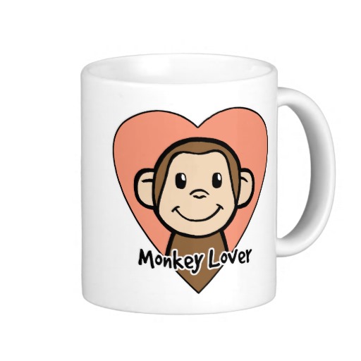 Cute Cartoon Clip Art Smile Monkey Love In Heart Coffee Mug   Zazzle
