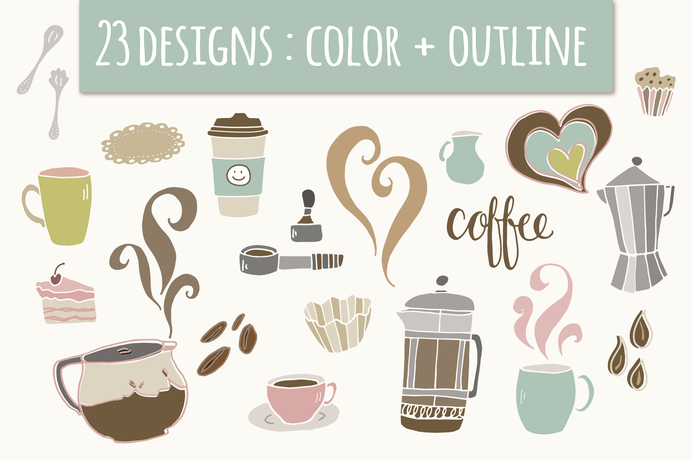 Cute Coffee Clip Art   Graphics On Creative Market