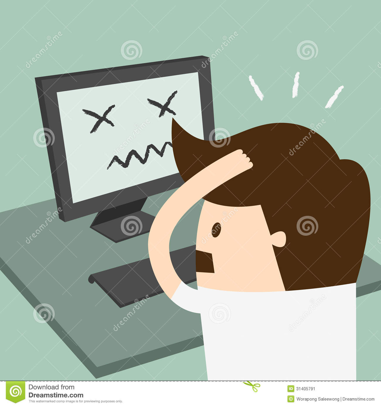 Frustrated Man Sitting Desperate Over Work At Desk Stock Image   Image    