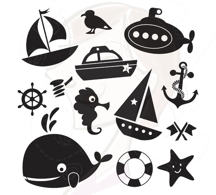 Items Similar To Digital Clip Art Nautical Sea Design Elements    