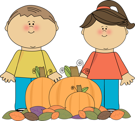Kids With Fall Pumpkins Clip Art   Kids With Fall Pumpkins Image