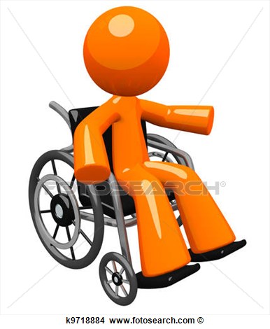 Man In Wheel Chair Gesturing To Audience   Fotosearch   Search Clip