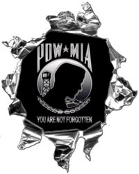     Ripped Torn Metal Decal With Pow Mia You Are Not Forgotten Graphic