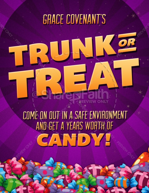 Trunk Or Treat Fall Festival Celebration Flyer For Church Template