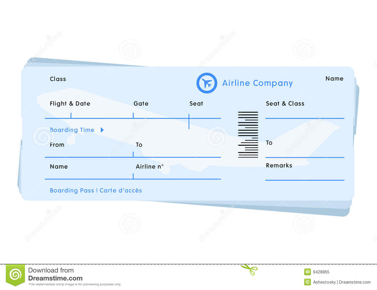 Vectored Illustration For Airline Company Ticket Or Boarding Pass To