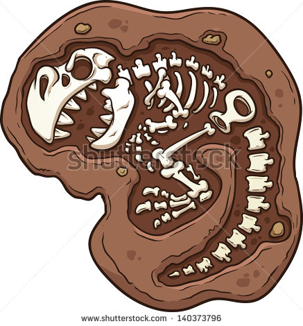 Cartoon T Rex Dinosaur Fossil  Vector Clip Art Illustration With