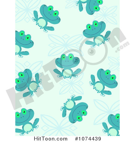 Clipart Blue Frog And Leaf Pattern Background   Royalty Free Vector    