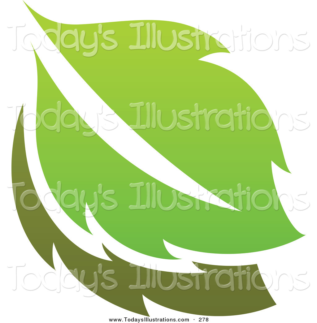 Clipart Of A Layered Green Leaf Logo Icon On A White Background By    