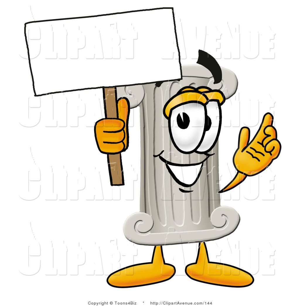 Clipart Of A Pillar Mascot Cartoon Character Holding A Blank White