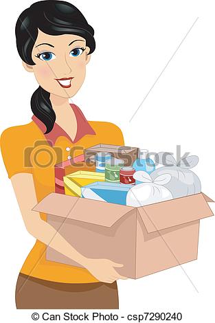 Clipart Of Donation Box   Illustration Of A Girl Carrying A Donation