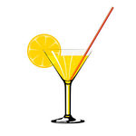 Cocktail With Lemon Isolated On Wite   Ilustration Of A