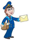 Cute Postman With Letter   Clipart Graphic