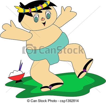 Drawing Of Sumo Wrestler Boy Loves To Eat His Rice And Workout On The    