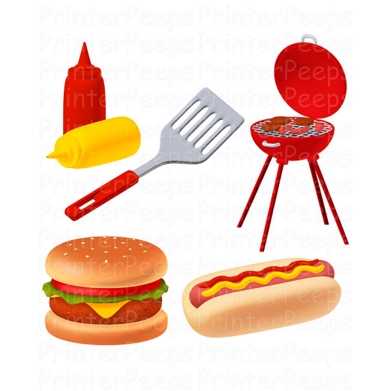Grill Clipart Scrapbook Pack Digital Scrapbooking Cook Out Barbecue