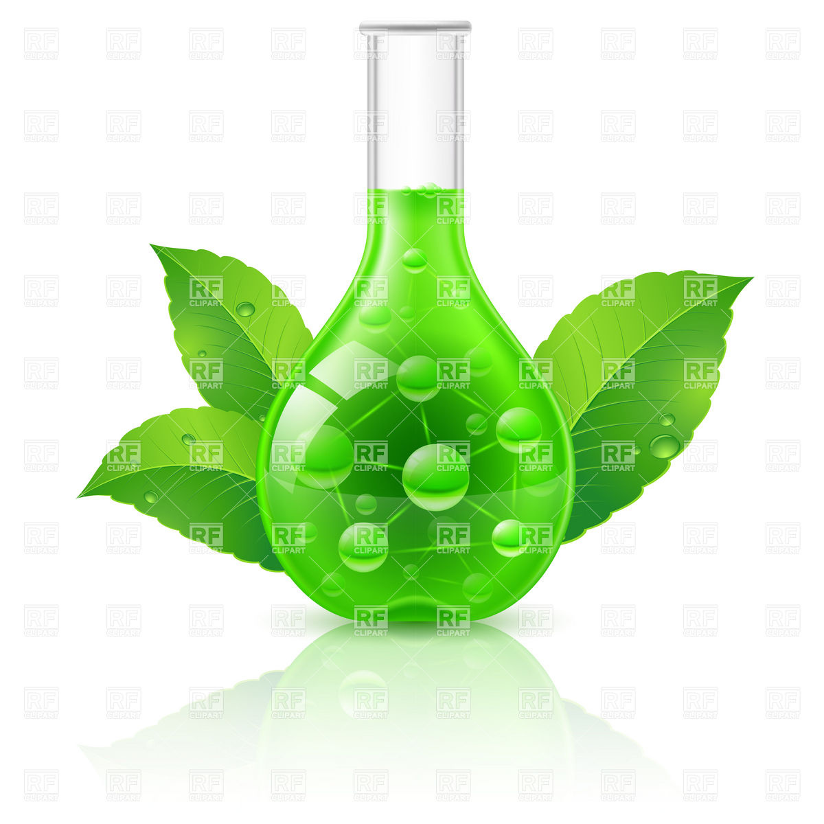 Laboratory Flask With Green Liquid   Alternative Medicine Concept