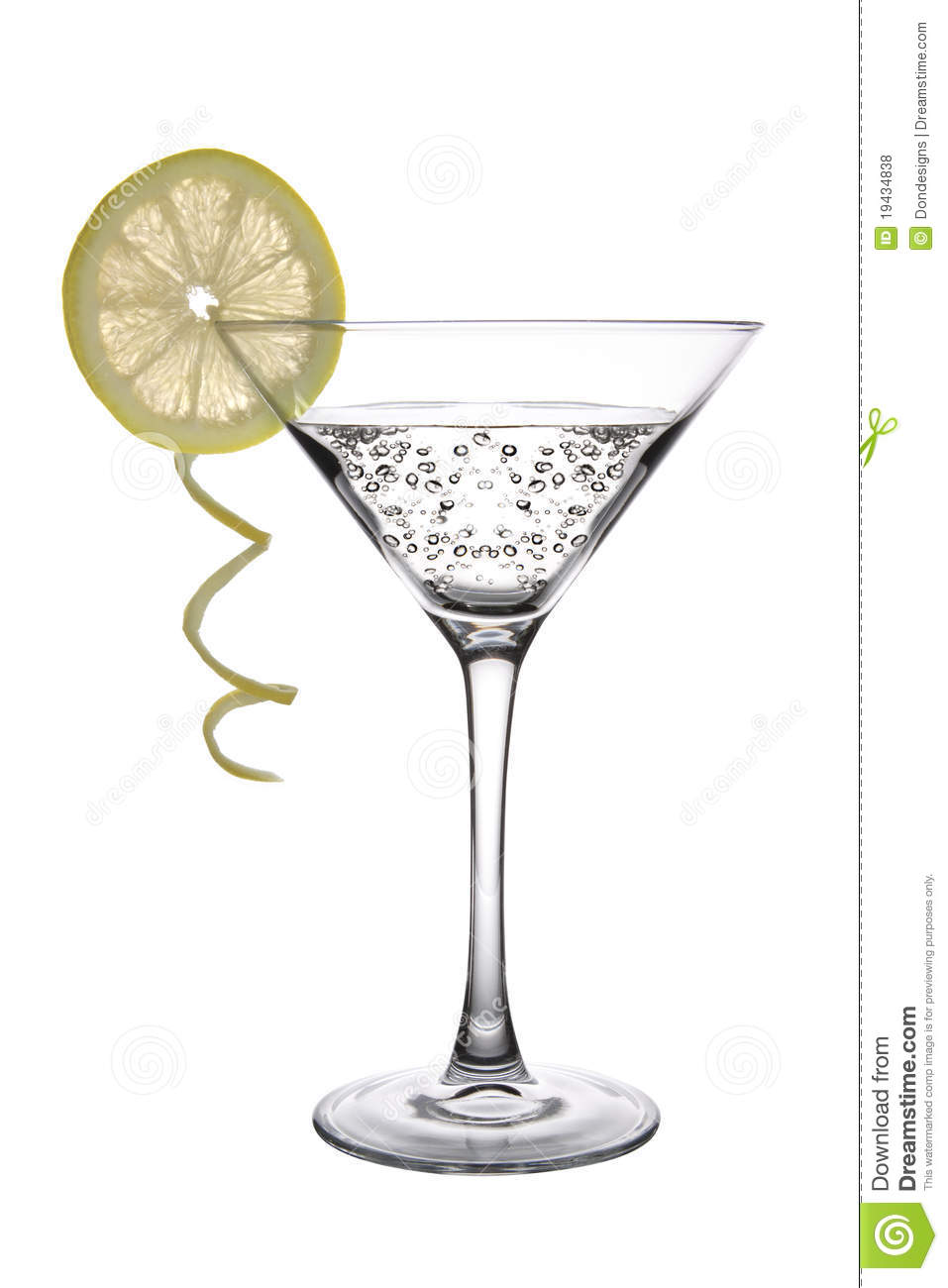 Lemon Martini Cocktail On White Background