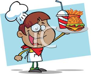 Of A Hispanic Girl Serving Fast Food   Royalty Free Clipart Picture