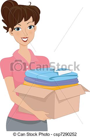 Of Donation Box   Illustration Of A Woman Carrying A Donation