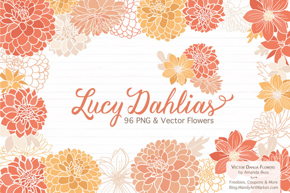 Peach Dahlia Flower Vector Clipart