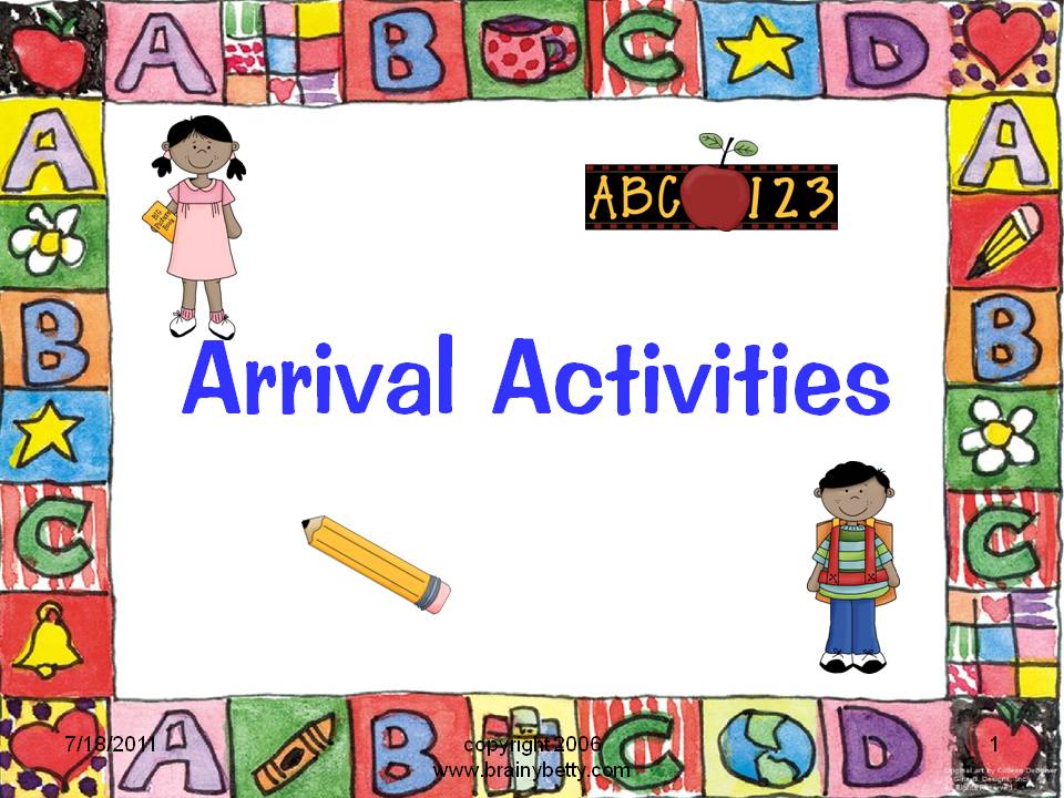 School Arrival Clipart Arrival Activities That