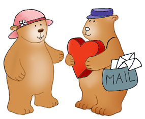 Valentine Bear Postman Letter Heart