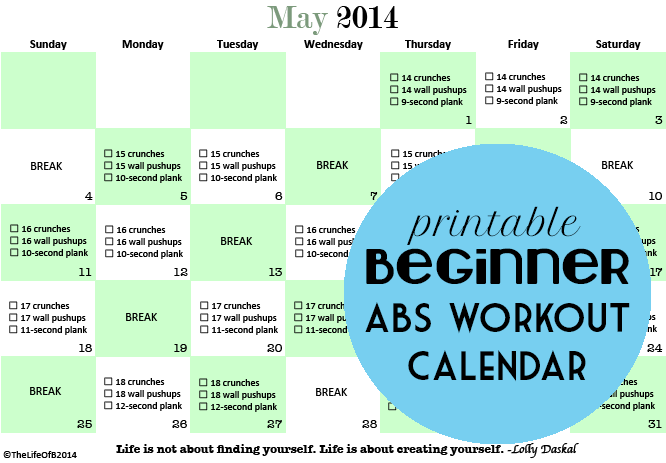 Ab Challenge Calendar Printable   New Calendar Template Site