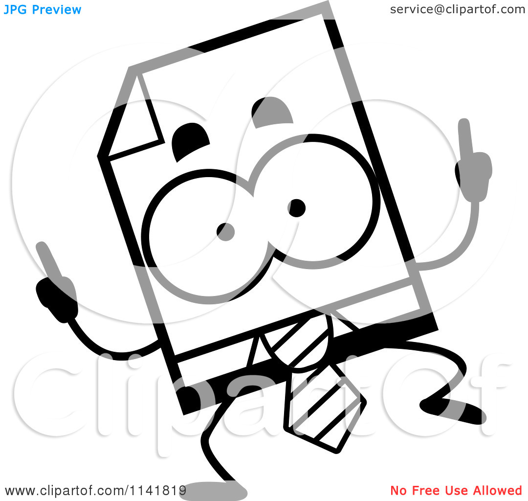 Cartoon Clipart Of A Black And White Business Document Mascot Doing A
