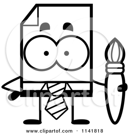 Cartoon Clipart Of A Black And White Business Document Mascot Holding