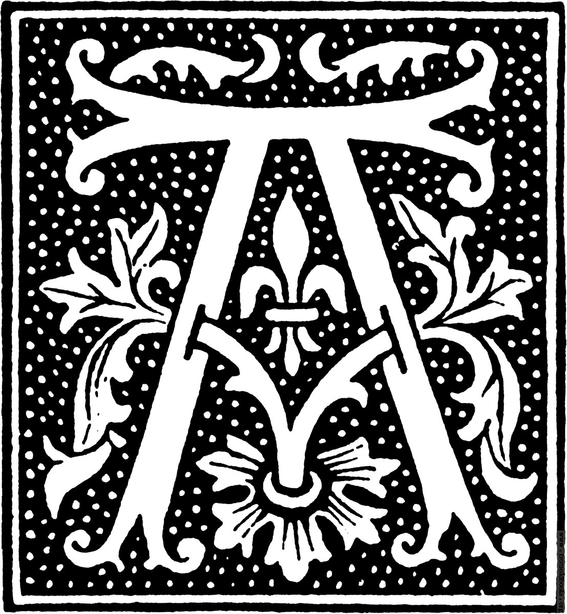 Clipart  Initial Letter A From Beginning Of The 16th Century   Details    