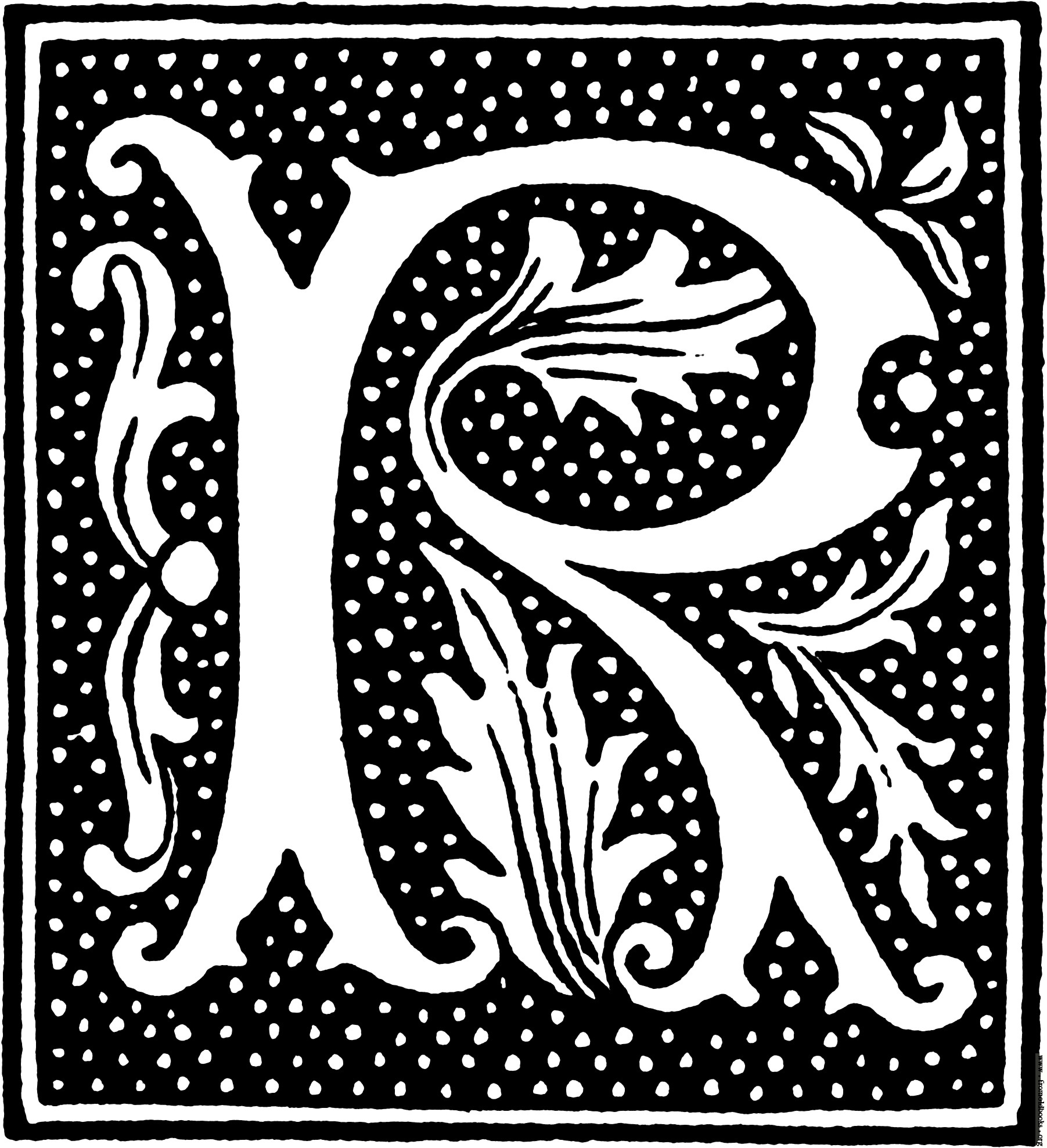 Clipart  Initial Letter R From Beginning Of The 16th Century Details