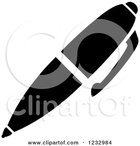 Clipart Of A Black And White Pen Business Icon   Royalty Free Vector